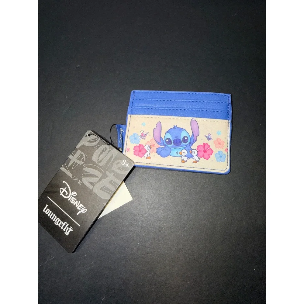 Loungefly Disney Lilo & Stitch Ducklings Card Holder Blue Faux Leather New